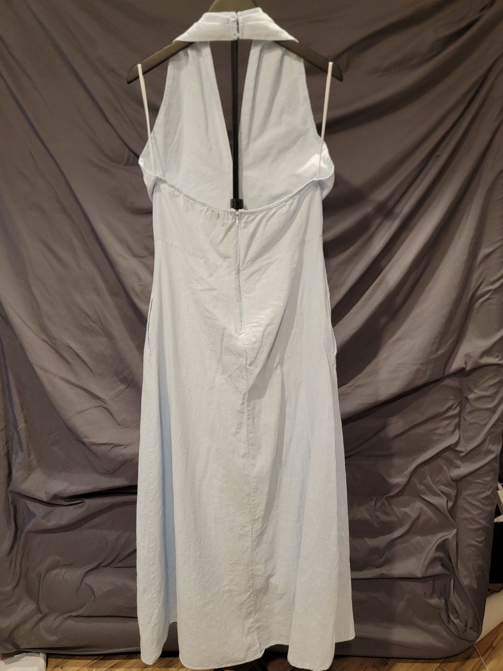 Petal & Pup - Light Blue Deep V Maxi Dress - Linen - Size XL - Picture 7 of 16